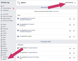 How to erase facebook search history